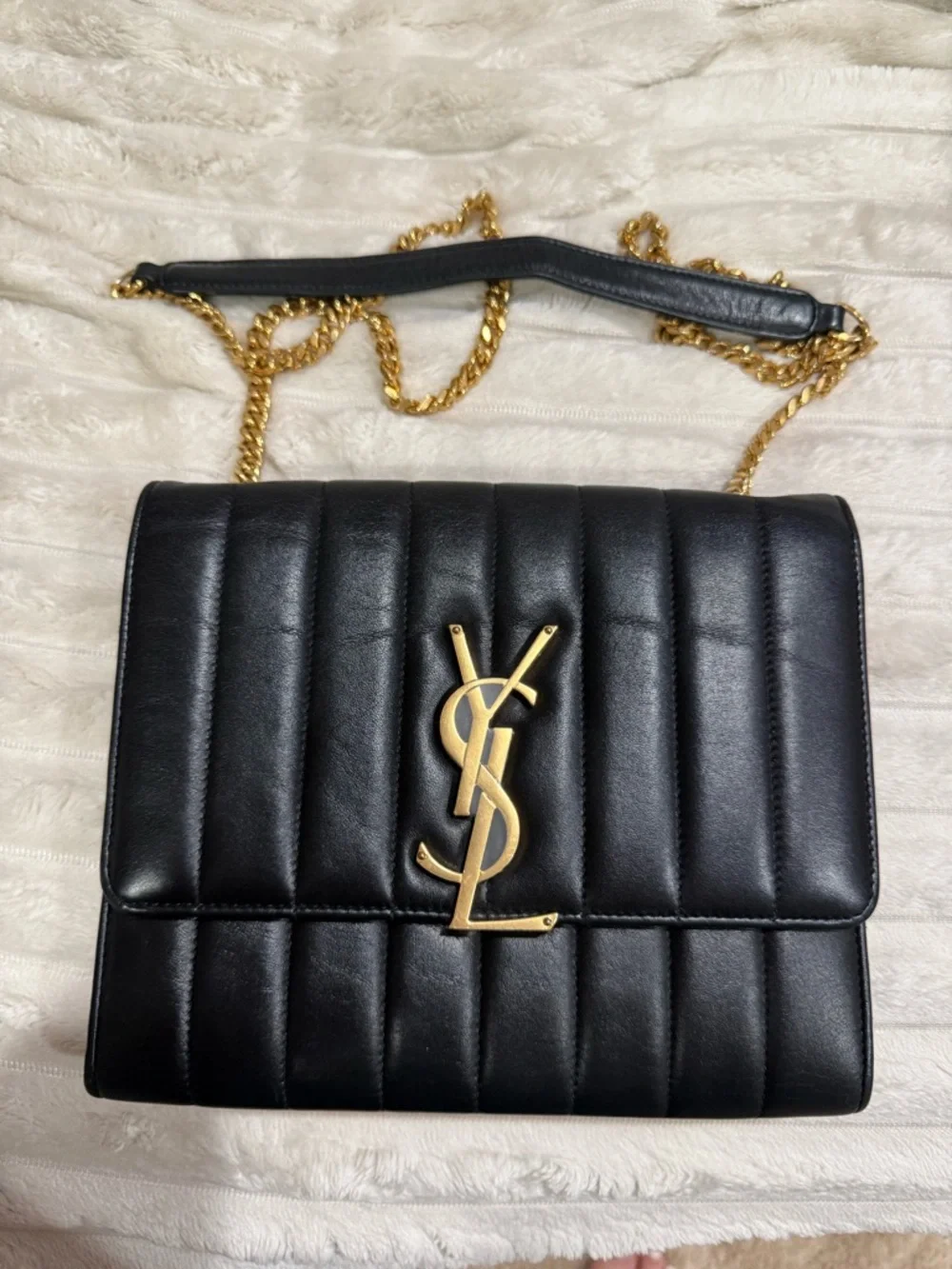 Saint Laurent Black Quilted Leather Shoulder Bag with Gold Hardware - Picture 3 of 7